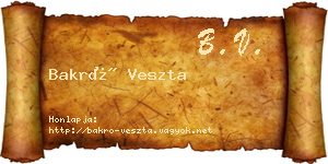 Bakró Veszta névjegykártya